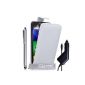 Yousave Accessories MO-ROLA-Z322CP Case Clamshell PU / leather with Stylus + Car Charger for Motorola E White (Accessory)