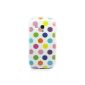 ivencase Silicone Protective Case Cover for Samsung Galaxy S3 Mini Case back cover Case Case White Multi-colored polka dots point (Electronics)
