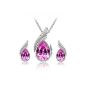 Moonar®Elégante Jewelry Set 1 Pair of Earrings Ear + 1 Necklace Style Water Drop Faux Diamond & Jewelry Alloy Rhinestone Pink / White / Red / Blue / Purple (Jewelry)