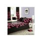 Black Fuchsia Duvet - 2 persons Duvet Cover 230 x 220 cm + 2x 50x75 Pillow, Modern Flowers luxury King
