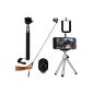 XCSOURCE® 4in1 black Manfrotto accessoir assembly for Selfie + support + Remote + Tripod for iPhone 4 4S 5 5S 5C;  Samsung Galaxy S5 i9600 / i9500 S4 / S3 i9300 / i9100 S2 / Note 2 3;  Nexus 4 5;  HTC DC494 (Wireless Phone Accessory)