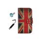 Lusee® PU Case Bag for WIKO RAINBOW Cover Leather Case Cover Case Cover Stand Function + Free touch pen and dustproof UK flag (Electronics)