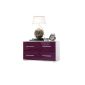 Nightstand console Kyoto in white / blackberry glossy