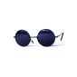 Subke 8058 retro style sunglasses with round lenses and hinge spring (Clothing)
