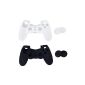 Generic 2pcs Silicone Protective Cases + 2 Pairs caps Joystick Plastic caps for PS4 Controller - White and Black (Video Game)