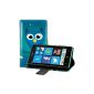 kwmobile® chic leather case for Nokia Lumia 625 with media function.  MOTIF owl Pattern (Blue)!  (Wireless Phone Accessory)
