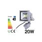 20W LED Spotlight cool white in silver gray aluminum.  SMD lamp light floodlight floodlights Heart Outdoor spotlight IP65 waterproof wall lamps (with motion)