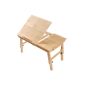 Folding table bedside table double wooden trays for PC / laptop and iPad, Natural / Transparent color, FBT02-N