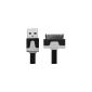 Cable flat usb transfer of data quick charger for iPhone 4, 4S, 3, 3G, 3GS / iPod Touch / iPad 1.2 (Black) (Electronics)