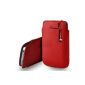Nokia Lumia 635 red leather pull tab pouch case cover + Mini Stylus Touch Pen + Cloth (Electronics)