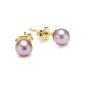 Miore-Joven Studs 18ct / 750 yellow gold with gray freshwater pearl MA99EY (jewelry)