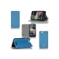 Wiko Case Rainbow / Rainbow Wiko 4G blue luxury Ultra Slim Leather Style with stand - Flip Cover Case Folio protective shell smartphone Wiko Rainbow - Accessories pouch XEPTIO: Exceptional box!  (Electronic devices)