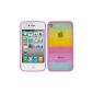 kwmobile® TPU Silicone Case with rainbow design for Apple iPhone 4 / 4S in Pink - Stylish Designer Case of high quality soft TPU (Wireless Phone Accessory)