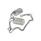 Original US Dog Tag pair in stainless steel with individual imprint (shiny, 80cm chain) (Textiles)