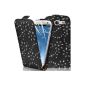 Supergets Black Case for Samsung Galaxy S3 S III Floral leatherette bag Diamond polished shell, screen protector (Electronics)