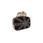 Designer brass knuckles clutch handbag with rivets Black (Textiles)