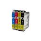 Set of 4 ink cartridges with chip and level indicator for Epson SX 125 T1281 T1282 T1283 T1284 compatible with 1x Bk 12ml, 10ml per color, compatible with T1285 (Office supplies & stationery)