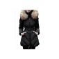 MIUSOL women's winter coat super warm and ultra-lightweight hooded down jacket with faux fur Krage Black, Gr.34-36