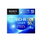 Sony Blu-ray Disc 10 Pack - 50GB 4X BD-R DL White Inkjet Printable for VIDEO - 2012 (Japan Import) (Personal Computers)