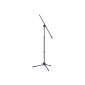 Pronomic MS-116 microphone stand with boom (stable tripod boom stand, adjustable height, incl. Thread Adapter and cable clamps, black)