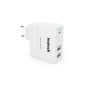 [Double USB Charger] Inateck 20W (5V / 2.4A & 1.5A 5V) Double Charger USB Power Wall Charger Socket USB Adapter industry sector USB Portable Charger Compatible with iPhone, iPad, iPod, Smartphones, Tablets 5V (Electronics)