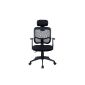 Office chair / executive chair, headrest, ergonomic, net cover, saw action in Black Model no. 0391