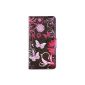 tinxi® PU Leather Case for Sony Xperia M2 box wallet case cover shell case with a support function and skating Motif butterflies and flowers (Electronics)