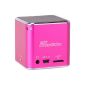 JAY-tech mini SA101 Bass Cube Mini Speaker and MP3 player (microSD card slot, USB) pink (electronics)