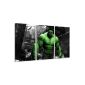 Hulk - black / white motif with color elements, 3 pieces on canvas (Total size: 120x80 cm).  High quality art print as mural.  Cheaper than an oil painting!  ATTENTION NO posters or poster!