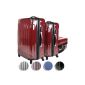 Vojagor® - Set of 3 Trolley suitcases - TRSE01 - Red - 115L, 71L and 44 L (hand luggage) - rigid hull - with integrated combination lock - telescopic handle - castors 360 - VARIOUS COLORS (Shoes)