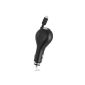 Wicked Chili car charger for Samsung mobile phone / smartphone with retractable cord (12V / 24V, micro-USB port, 90 cm cable length) black (accessories)