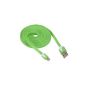 Flat cable in green (2 meters) data cable Charging cable function for Micro USB devices (Samsung Galaxy S2 S3 S4, HTC One, X, S, V, Xperia Z, U, J, T, E, etc.) (Electronics)