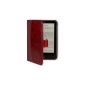 Red Tolino Vision tap2flip support 2 Genuine Leather Case