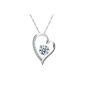 Chaomingzhen Ladies 925 Sterling Silver Cubic Zirconia Rhodium heart pendant necklace chain girlfriend (jewelry)