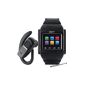sWaP Classic portable- Bluetooth watch phone Quadband unlocked SIM.  With internet access, camera, video, music and picture!  - Black (Watch)