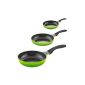 3 culinario Frying Pan Set Ø ecolon® 20, 24 and 28 cm in green with ceramic coating, suitable for induction (household goods)