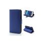 iProtect PU Leather Case Book Style Samsung Galaxy S4 mini bag blue (Electronics)