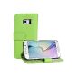 EnGive Flip Cover Case protective shell Luxury Leather Case for Samsung Galaxy S6 Edge (Edge Samsung Galaxy S6, green)