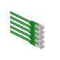 Network cable SET CAT6 S-FTP | double shielded | PIMF | AWG27 / 7 (7 x 0,142m²) Copper CU | halogen free | RJ 45 Western plugs | plated connection | green - 5 pcs | 0.25 meter (electronic)