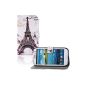 tinxi® PU Faux Leather Case for Samsung Galaxy S3 I9300 Cover Leather Case Cover Case Case Skin Flipcase Cover Stand function with card slot Eiffel Tower in White (Electronics)