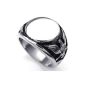 Konov jewelry Biker Men's Ring, stainless steel, Eagle signet ring, black silver - Gr.  57 (Jewelry)