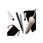 PacK WHITE 3 WHITE ACCESSORIES *** Car Charger MICRO USB Cigarette lighter To SMARTPHONES SAMSUNG (see compatibility) PEN + capacitive touchscreen black + COVER Black Velvet for storage or mobile accessory (Electronics)