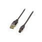Lindy 41588 - Gilded USB 2.0 Cable - Type A Male to USB 2.0 Mini-B type connector - 1m (Personal Computers)