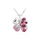 Le Premium® Vierblattklee Necklace MADE WITH SWAROVSKI® ELEMENTS heart-shaped Swarovski crystals pink (jewelry)