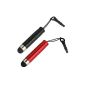 BIRUGEAR 2 x Mini Stylus Black and Red with 3.5mm adapter for the Touchscreen Tablets and smartphones (iPhone, iPad, Samsung, Motorola, LG, HTC, Blackberry) (Wireless Phone Accessory)