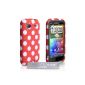 Yousave Accessories HTC Sensation / Sensation XE Silicone Gel Patterned points Stylish Protective Case with screen protector film red and white points (electronics)
