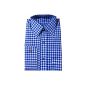 Trachtenhemd costumes long sleeve plaid shirt blue and red size SML XL XXL 3XL 4XL (Textiles)