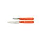 Nogent *** 09284E Peeler with 2 cutting edges + Paring knife Set of 2 parts blade 18/8 stainless steel + Tempered / Manche Wooden House Orange (Housewares)