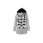 Cexi Couture - Women's duffle coat trench coat with hood toggles winter jacket 36 - 48-36, light gray (Textiles)