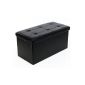 Songmics 76x38x38 cm Stool Pouf Cube Dice Foldable Safe Storage LSF105 Black (Kitchen)